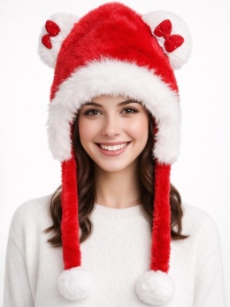 Premium Santa Claus hat with ears and bow (600161399)