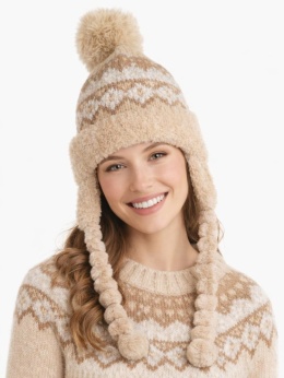 Caramel alpine hat with braids (600150599)