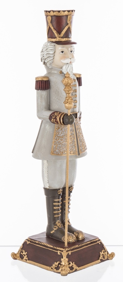 Dziadek do orzechów 31cm szary na podstawie poliresing (156567)