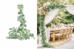 Girlanda dł.180cm eukaliptus zielone liście srebrny brokat (CV32842)