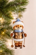Glass ornament: Skiing bear in a hat (124029)