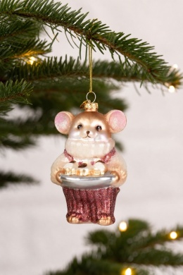Glass bauble: Mouse with cookies (124043)