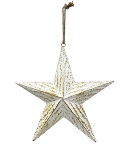 Metal star 39.5cm gold white rubbed medium (MK0508)-20%
