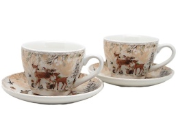 Set of 2 ceramic cups and saucers 