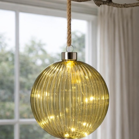 Kula szklana 14cm transparentna zieleń 15LED (AAB201210)