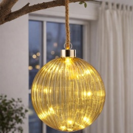 Kula szklana 20cm transparentna zieleń 30LED (AAB201220)