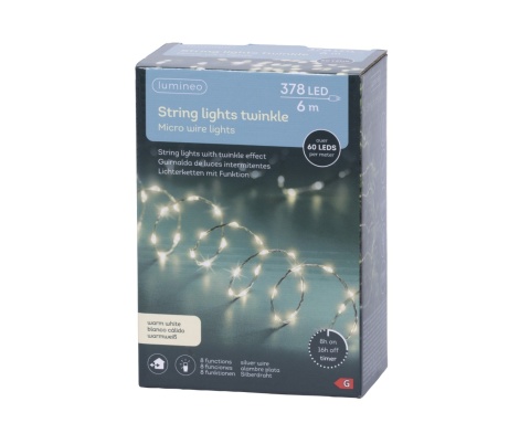 Lampki na druciku 378LED 6m ciepłe (496605;496890)
