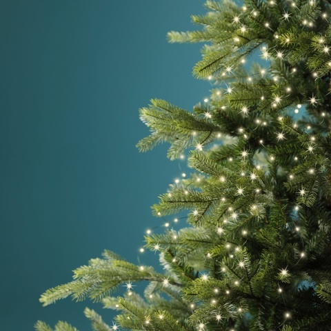 832-LED string lights on green wire, 240 cm cluster, warm white with flash effect (496145)