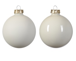 Set of 12 glass baubles, 6 cm diameter, cream mix (opalescent/matte) (145686)