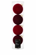 Kpl.4szt bombki szklane fi 10cm welur mix czerwony (062291) tuba