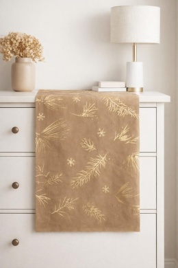 Velvet fabric dark brown with golden branches (008824) 28*150cm-30%