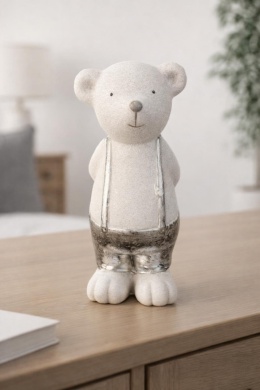 Miś ceramiczny biały w srebrnych spodenkach duży 21*10*9cm (445940)-30%