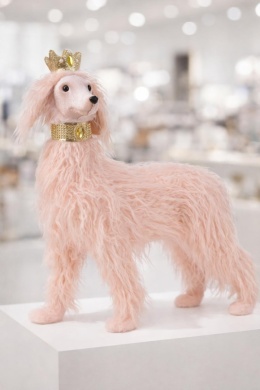 Pies Spaniel stojący różowy w złotej koronie (726427) 56*48*18cm-20%