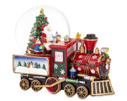 Ceramic train with snow globe music box (181009)