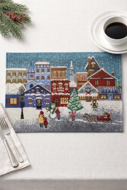 Podkładka basic gobelin 33x48cm Domki niebieskie (974)-10%