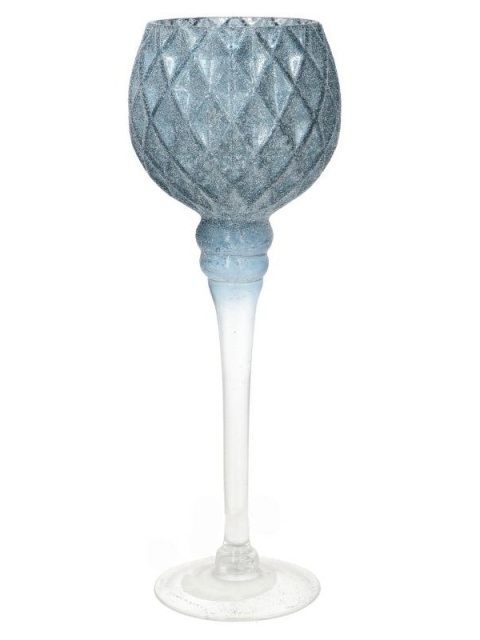 Kielich szklany niebieski mrozowy h:25*10,5cm (XM1M99-02BU)-20%