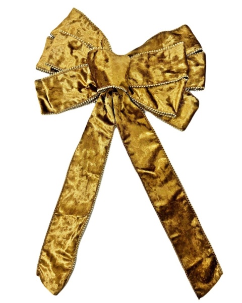 Kokarda MAXI 3D welur stare złoto + brzeg złote koraliki (JK0693) dł.50x26x4cm