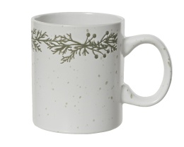 Ceramic mug, white speckled with twigs (615692)