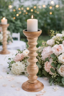 Candlestick 37cm exotic wood India (6663)