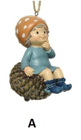 Zawieszka dziecko ceramiczne na szyszce 2wzory czapka w kropki (521665)-20%
