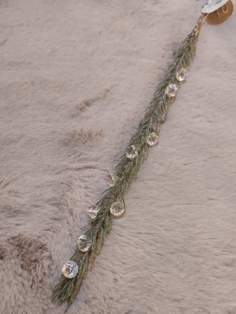 Zawieszka gałązka brokatowa 35cm z diamencikami 3kolory (BX19202)-20%