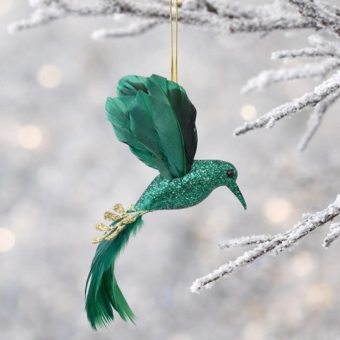 Hummingbird pendant bottle green glitter (TG76076-3)