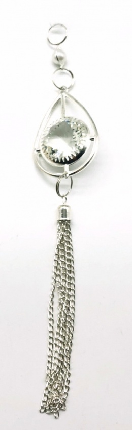 Silver teardrop pendant with crystal and tassel (HN0688)-20%