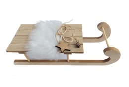 Wooden sled with white fur and star (TG65732)-20%