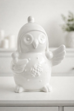 Sowa ceramiczna biała szkliwiona skarbonka 15*12*8cm (4759619)-50%