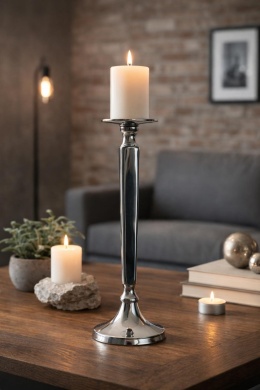 Świecznik metal. srebrny wysoki 35*11cm (IK0076)-20%
