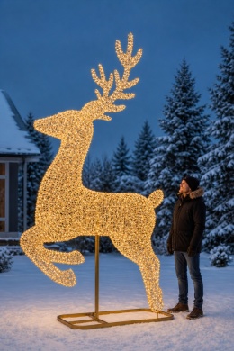 Renifer metalizowany złoty GIGANT 286cm 8300LED b.ciepły flash,timer (493982) wew/zew