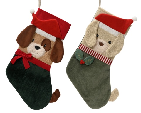 Christmas stocking with a beige dog (513930)