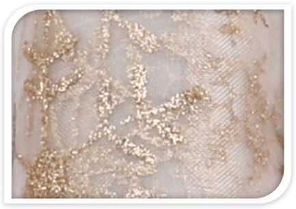 Organza biało-złota śnieżynki 30x500cm (523842)