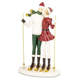 Figurine of a pair of skiers 27cm, polyresin (181004)