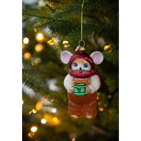 Glass ornament: Mouse with a mug (124043)