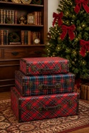 Set of 3 suitcases, festive plaid (761124)