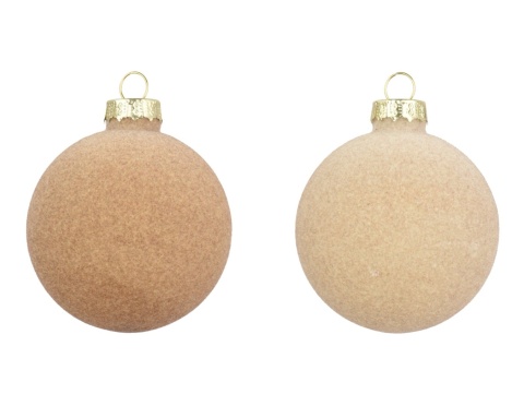 Kpl.6szt bombki szklane fi 8cm welur mix beż (062282) tuba