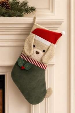 Christmas stocking with a beige dog (513930)