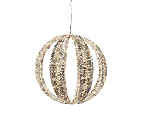 Gold metallic-finish sphere, 40 cm, 600 LEDs (490404)