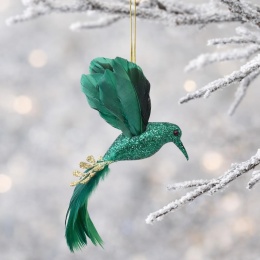 Hummingbird pendant bottle green glitter (TG76076-3)