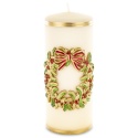 Large ecru pillar candle with a wreath 70x170(163489)