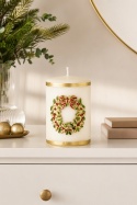 Ecru Pillar Candle 80×140 mm with Wreath (174216)