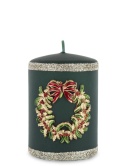 Green pillar candle 70x100 with wreath (BT0003-W-20; 163493)