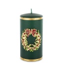 Green pillar candle 70x140 with wreath (163494)