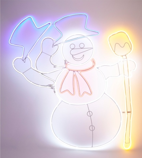 Kontur bałwan neon 76cm zdejmujący kapelusz timer zasilacz (ADX200050)