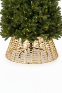 Gold metallic Christmas tree stand cover, 600 LEDs, 72 cm diameter (493981)