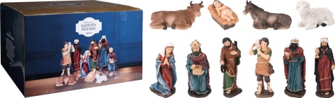 Nativity scene figures, 40 cm, colored, 10-piece set, polyresin (541017)