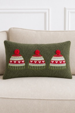 30x50 cm cushion, dark green with small hat pattern (520226)