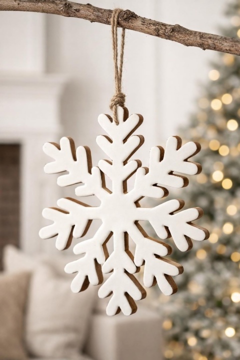 Zawieszka śnieżynka drewniana lakierowana 23cm (CH1-07724)-20%
