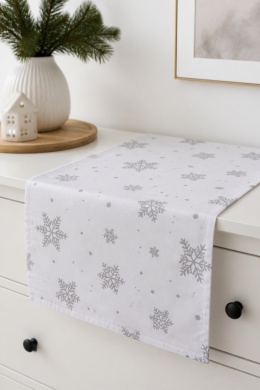 Bieżnik 40*150cm bawełniany biały ze śnieżynką (SJ2-415) -20%